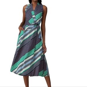 Tory Burch Overprinted Wrap Dress in Diagonal Stripe size 4